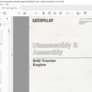Cat D4D Tractor Engine Disassembly & Assembly Manual - PDF DOWNLOAD