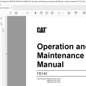 Cat Feeder Breaker FB140 Operation and Maintenance Manual - PDF DOWNLOAD
