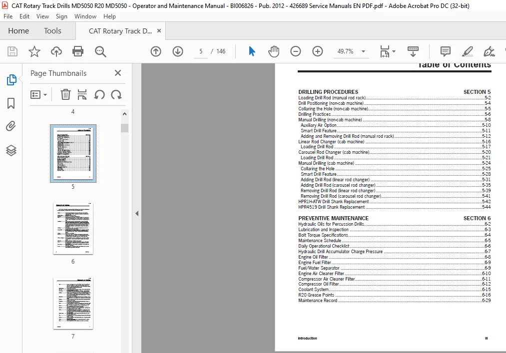 Cat MD5050 Hydraulic Track Drill Operation & Maintenance Manual - PDF DOWNLOAD - Image 3