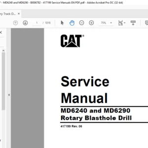 Cat MD6240 & MD6290 Rotary Blasthole Drill Service Manual - PDF DOWNLOAD
