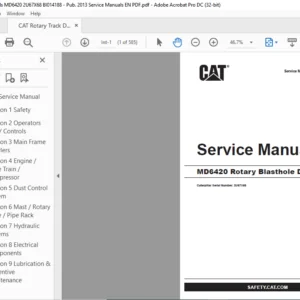 Cat MD6420 Rotary Blasthole Track Drill Service Manual SN 2U67X68 - PDF DOWNLOAD