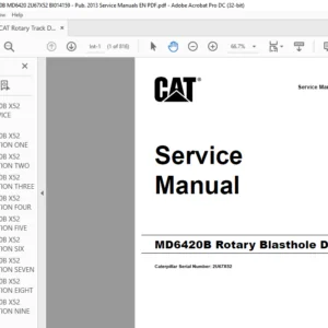Cat MD6420B Rotary Blasthole Track Drill Service Manual - PDF DOWNLOAD