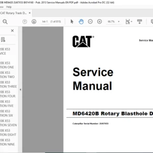 Cat MD6420B Rotary Blasthole Track Drill Service Manual 2U67X53 - PDF DOWNLOAD