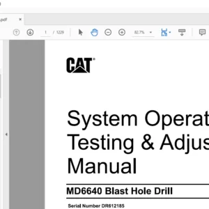 Cat MD6640 Blast Hole Drill System Operation, Testing & Adjusting Manual SN DR612185