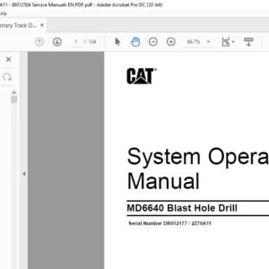 Cat MD6640 Rotary Blast Hole Drill System Operation Manual - PDF DOWNLOAD