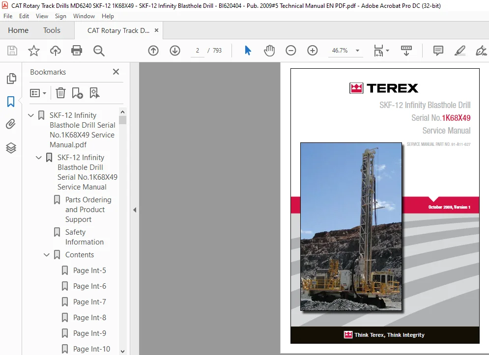 Cat Rotary Track Drill MD6240 SKF-12 Infinity Blasthole Drill Service Manual - PDF DOWNLOAD - Image 3