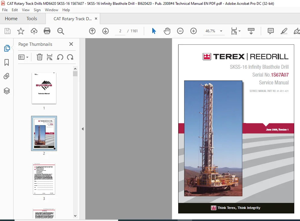 Cat Rotary Track Drill MD6420 SKSS-16 Terex Infinity Blasthole Drill Service Manual - PDF DOWNLOAD - Image 4