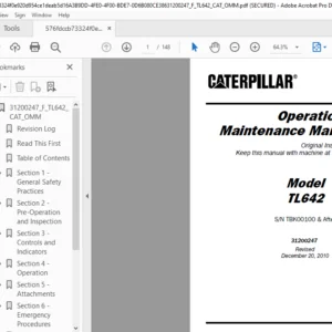 Cat TL642 Operation & Maintenance Manual - PDF DOWNLOAD