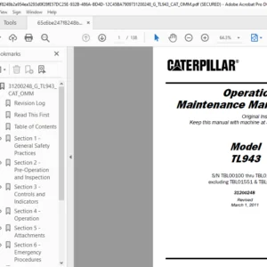 Cat TL943 Operation & Maintenance Manual - PDF DOWNLOAD