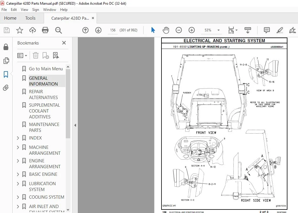 Caterpillar 428D Backhoe Loader Spare Parts Manual PDF - Image 4