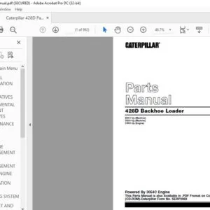 Caterpillar 428D Backhoe Loader Parts Manual - PDF DOWNLOAD