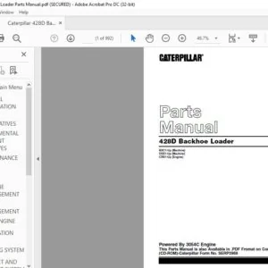 Caterpillar 428D Backhoe Loader Parts Manual - PDF DOWNLOAD