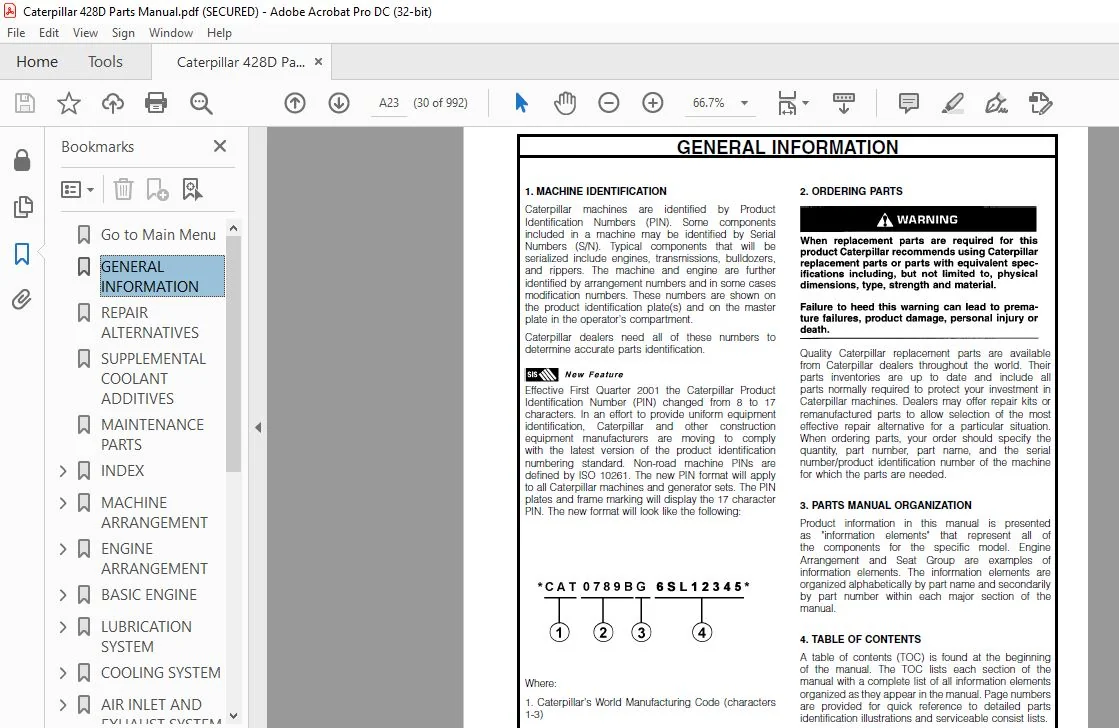 Caterpillar 428D Backhoe Loader Spare Parts Manual PDF - Image 2