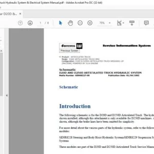Caterpillar D20D & D250D Articulated Truck Hydraulic System & Electrical System Manual