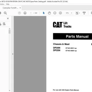 Caterpillar Forklift Trucks DP20N DP25N Chassis & Mast FC & MC Parts Manual