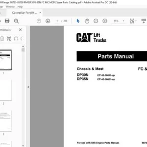 Caterpillar Forklift Trucks DP30N DP35N Chassis & Mast FC & MC Parts Manual