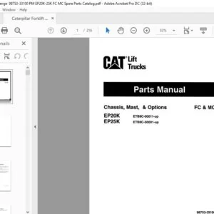 Caterpillar Forklift Trucks EP20K EP25K Chassis Mast & Options FC & MC Parts Manual