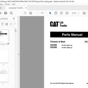 Caterpillar Forklift Trucks GP30N GP35N Chassis & Mast FC & MC Parts Manual