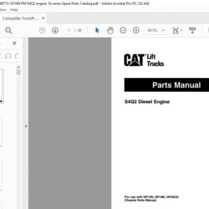 Caterpillar Forklift Trucks S4Q2 Diesel Engine DP15N DP18N DP20N Chassis Parts Manual