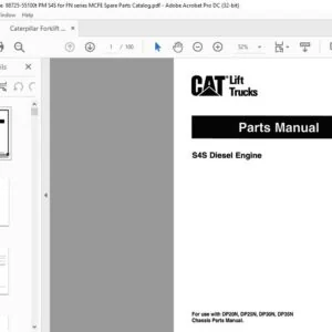 Caterpillar Forklift Trucks S4S Diesel Engine DP20N DP25N DP30N DP35N Chassis Parts Manual