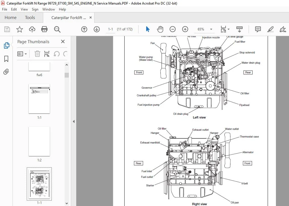 Caterpillar Forklift Trucks S4S Diesel Engine Service Manual SN 98807 & up - Image 4