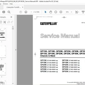 Caterpillar GP15K GP18K GP20K GP25K GP30K GP35K DP15K DP18K DP20K Chassis & Mast Service Manual