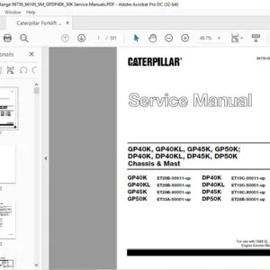 Caterpillar GP40K GP40KL GP45K GP50K; DP40K DP40KL DP45K DP50K Chassis & Mast Service Manual