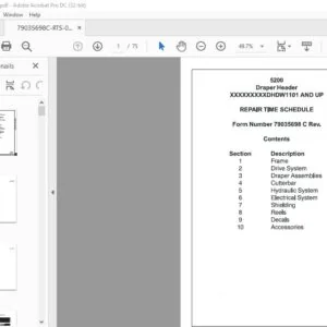 Challenger 5200 Draper Header Repair Time Schedule Manual 79035698C - PDF DOWNLOAD