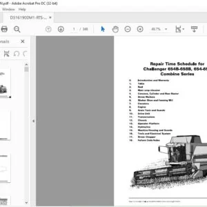 Challenger 654B-658B 654-658 Combine Series Repair Time Schedule Manual - PDF DOWNLOAD