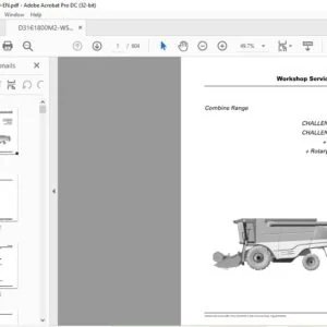 Challenger 658 B 654 B Auto Level + Rotary Separator Combine Range Workshop Service Manual