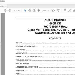 Challenger 680B CE Combine Operator Manual 700735925F - PDF DOWNLOAD