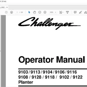 Challenger 9103 9113 9104 9106 9116 9108 9128 9118 9102 9122 Planter Operator Manual 700744109B