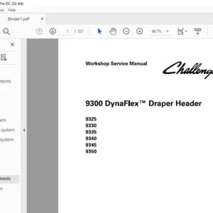 Challenger 9300 DynaFlex Draper Header 9325 9330 9335 9340 9345 9350 Service Manual
