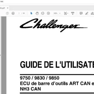 Challenger 9750 9830 9850 ECU de barre d'outils ART CAN et Systeme NH3 CAN Guide De L'Utilisateur 9971347CHA - (FRENCH)