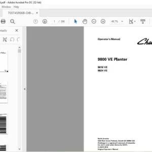 Challenger 9800 VE Planter 9816 VE 9824 VE Operator's Manual 700745956B  - PDF DOWNLOAD
