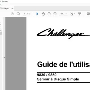 Challenger 9830 9850 Semoir а Disque Simple Guide de l'utilisateur - (French)