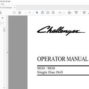 Challenger 9830 9850 Single Disc Drill Operator Manual - PDF DOWNLOAD