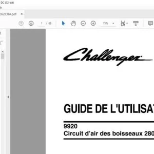 Challenger 9920 Circuit d'air des boisseaux 280 et 335 GUIDE DE L1UTILISATEUR - (French)