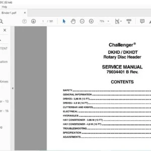 Challenger DKHD DKHDT Rotary Disc Header Service Manual 79034401B