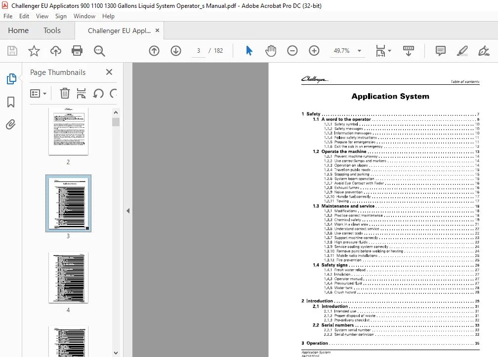 Challenger EU Applicators 900 1100 1300 Gallons Liquid System Operator's Manual - PDF DOWNLOAD - Image 3