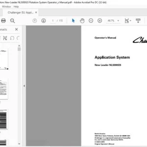 Challenger EU Applicators New Leader NL5000G5 Flotation System Operator's Manual