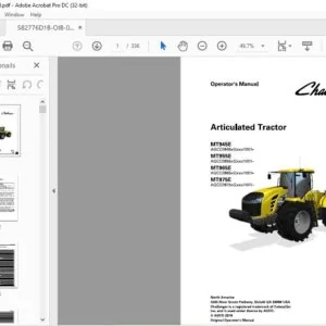 Challenger EU Articulated Tractor MT945E MT955E MT965E MT975E Operator's Manual