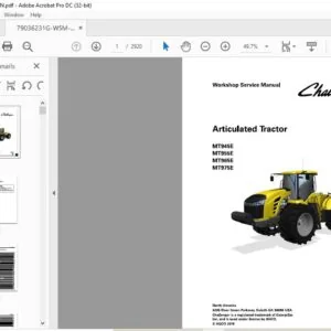 Challenger EU Articulated Tractor MT945E MT955E MT965E MT975E Workshop Service Manual