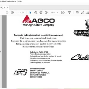 Challenger EU Combine Harvester BREGANZE Flat Time Rate Manual & Fault Code_327209501