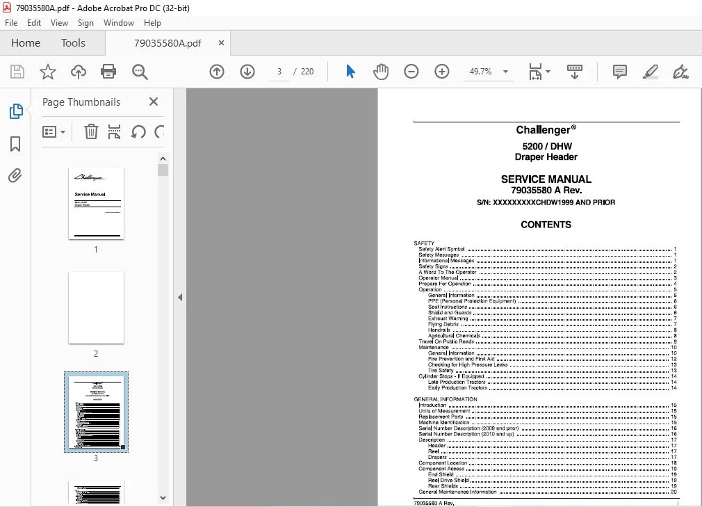 Challenger EU Harvesting 5200 DHW Draper Header Service Manual 79035580A - PDF DOWNLOAD - Image 3