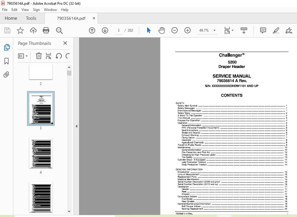 Challenger EU Harvesting 5200 Draper Header Service Manual 79035614A - PDF DOWNLOAD - Image 2