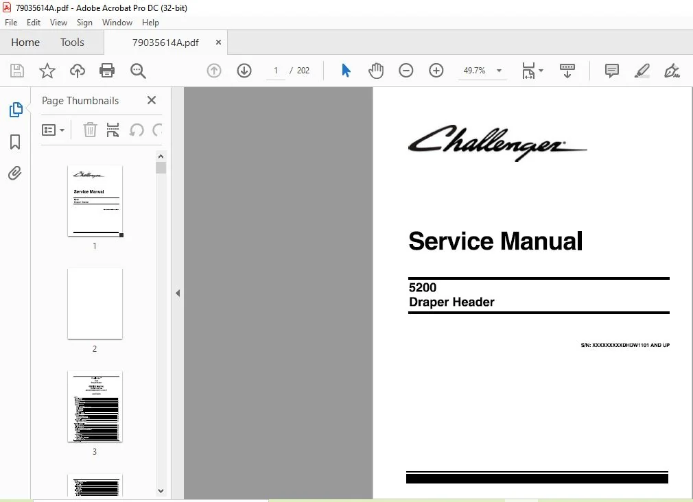 Challenger EU Harvesting 5200 Draper Header Service Manual 79035614A - PDF DOWNLOAD - Image 4