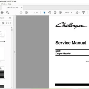 Challenger EU Harvesting 5200 Draper Header Service Manual 79035614A - PDF DOWNLOAD