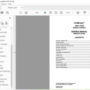 Challenger EU Harvesting 520C 530C Rotary Combine Service Manual 79035373B