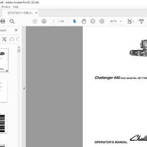 Challenger EU Harvesting 640 Combine Operator's Manual 327272011 - PDF DOWNLOAD